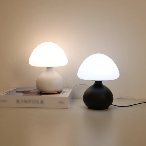 Minimalist mushroom table lamp with three color switching and infinite dimming