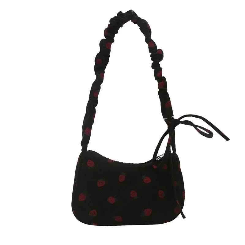 Y2k Cottagecore Strawberry Print Vintage Small Little Shoulder Bag