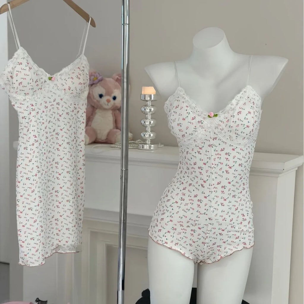 Coquette Floral Onesie Pajamas for Women