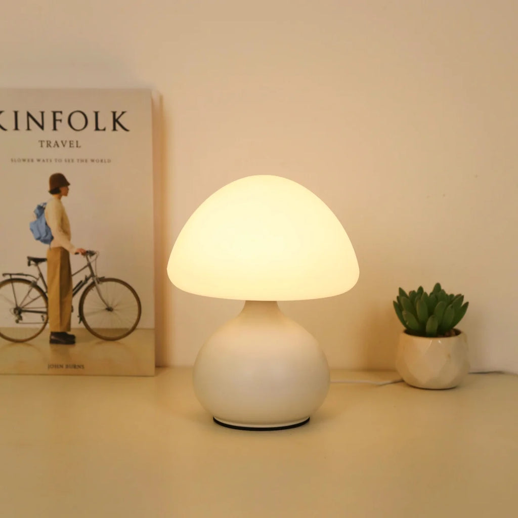 Minimalist mushroom table lamp with three color switching and infinite dimming