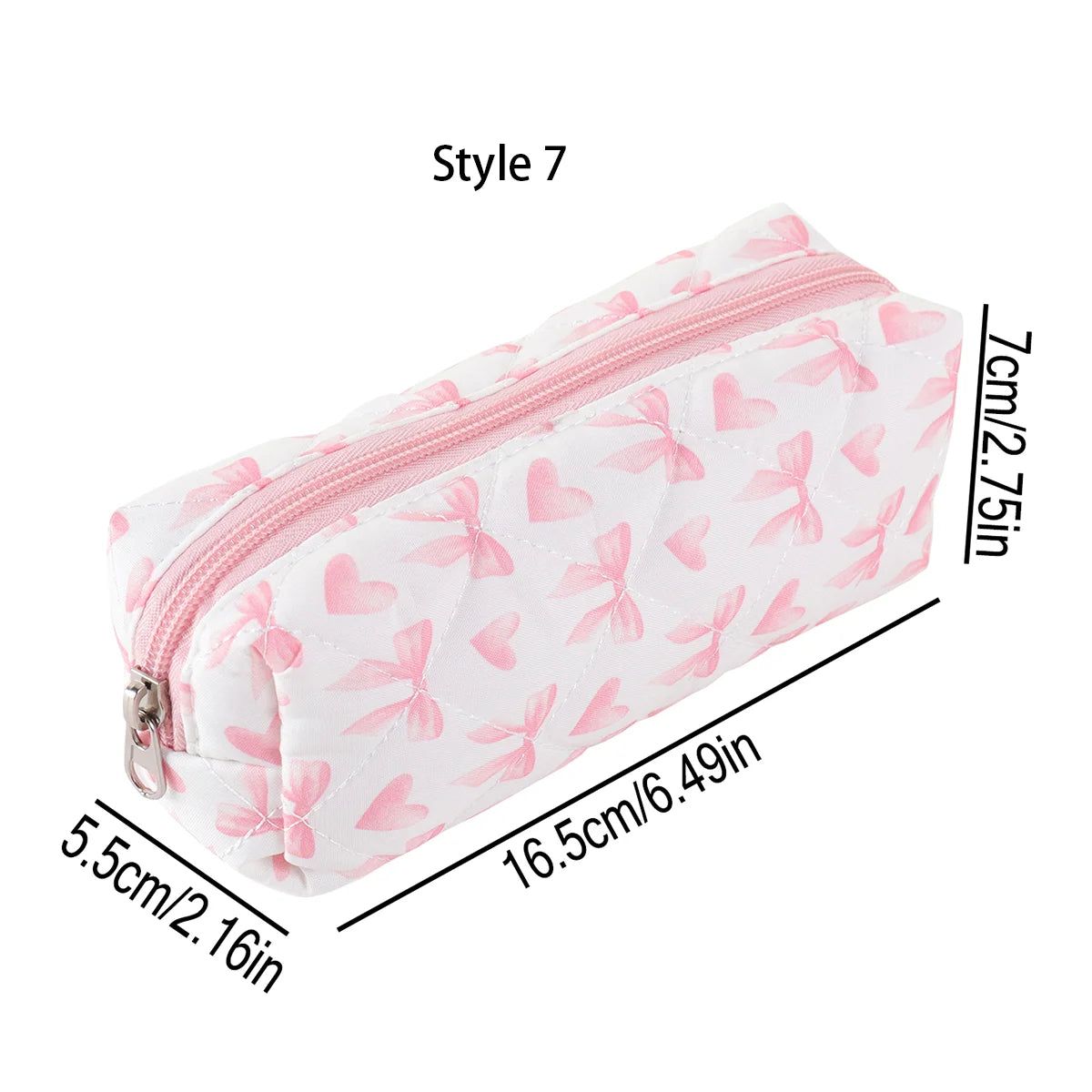 Cottagecore Floral Pencil Case, Cute Bow Quilted Stationery Bag