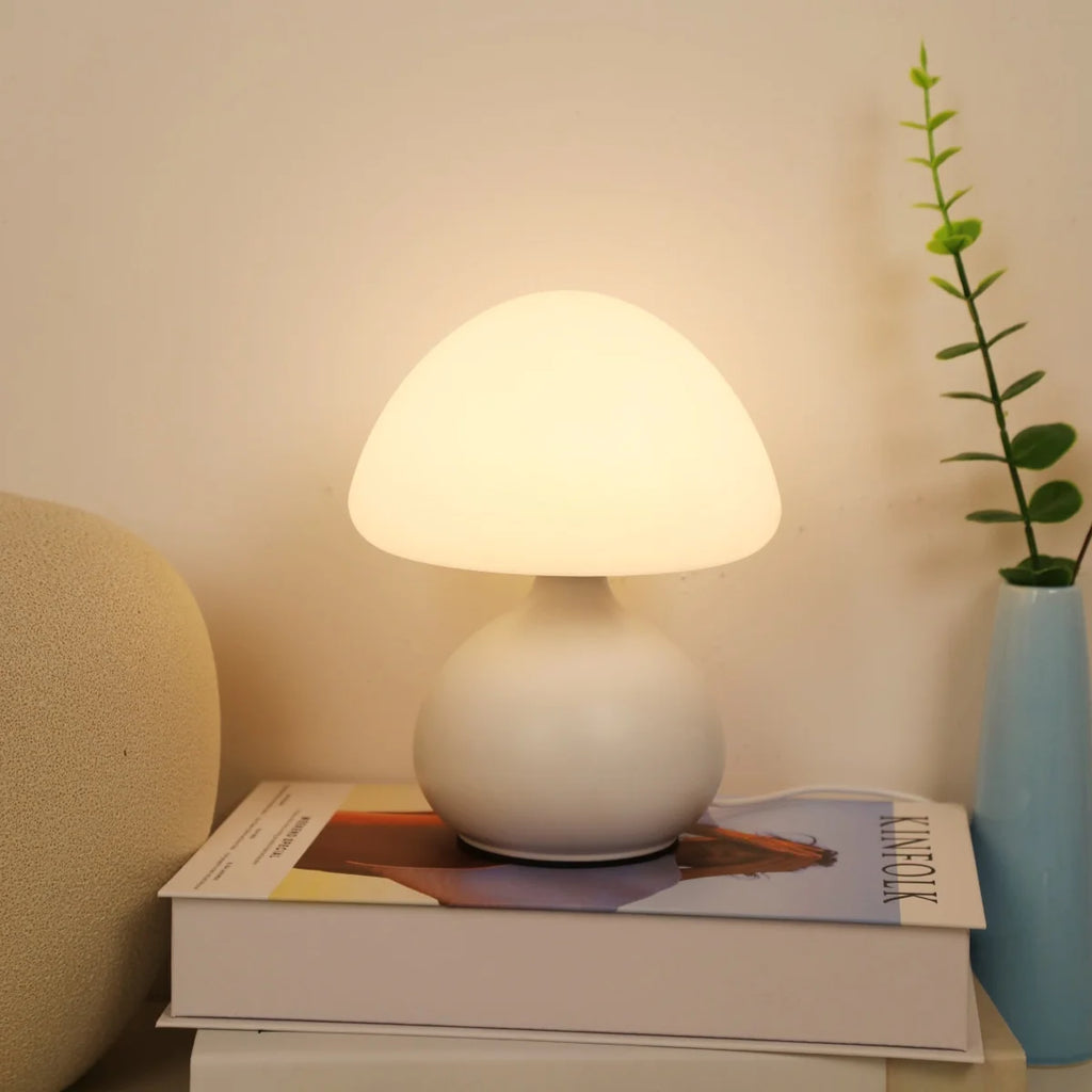 Minimalist mushroom table lamp with three color switching and infinite dimming