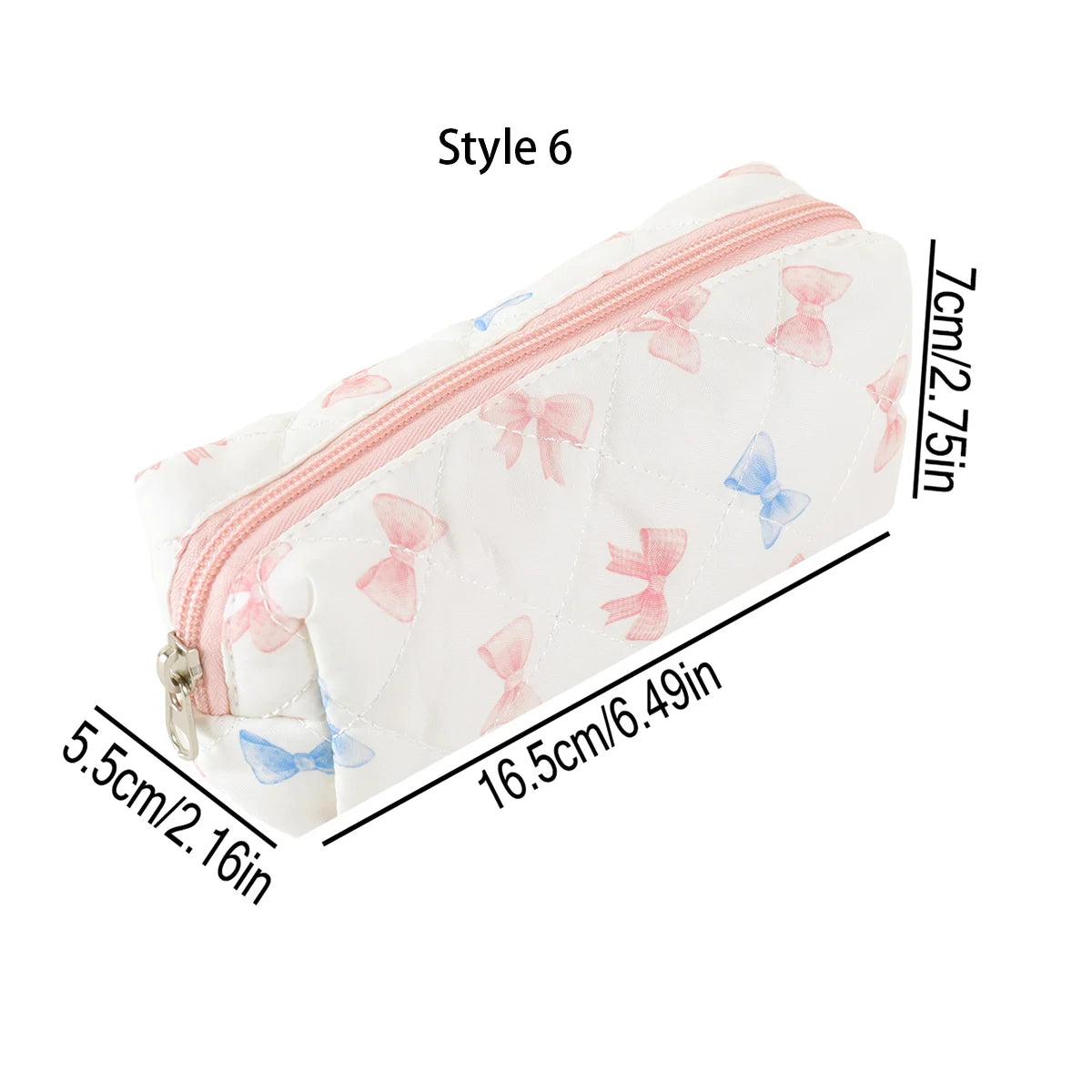 Cottagecore Floral Pencil Case, Cute Bow Quilted Stationery Bag