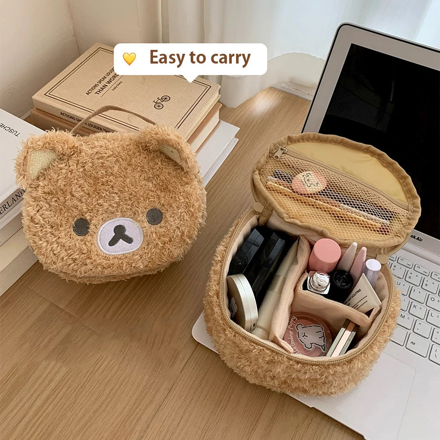 Kawaii Bear Plush Makeup Bag - Cosmetics Case