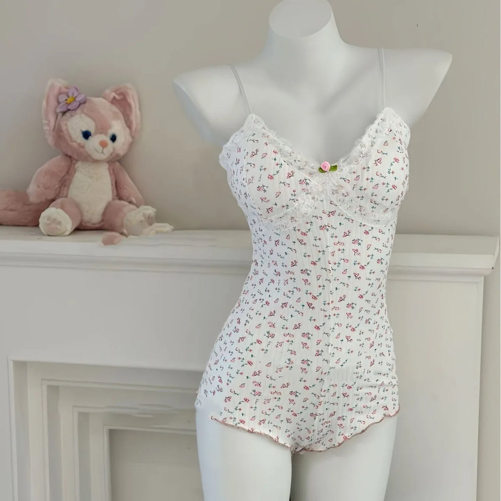 Coquette Floral Onesie Pajamas for Women