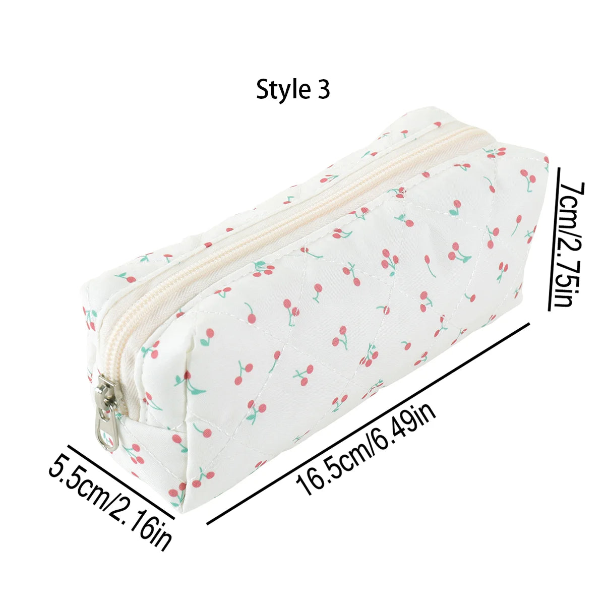 Cottagecore Floral Pencil Case, Cute Bow Quilted Stationery Bag