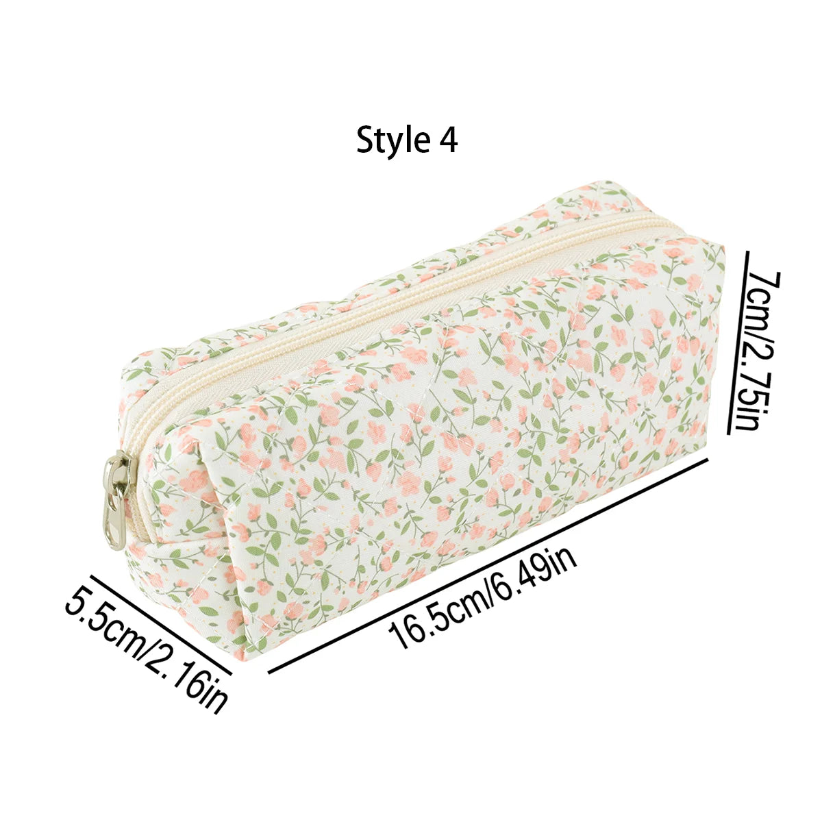 Cottagecore Floral Pencil Case, Cute Bow Quilted Stationery Bag