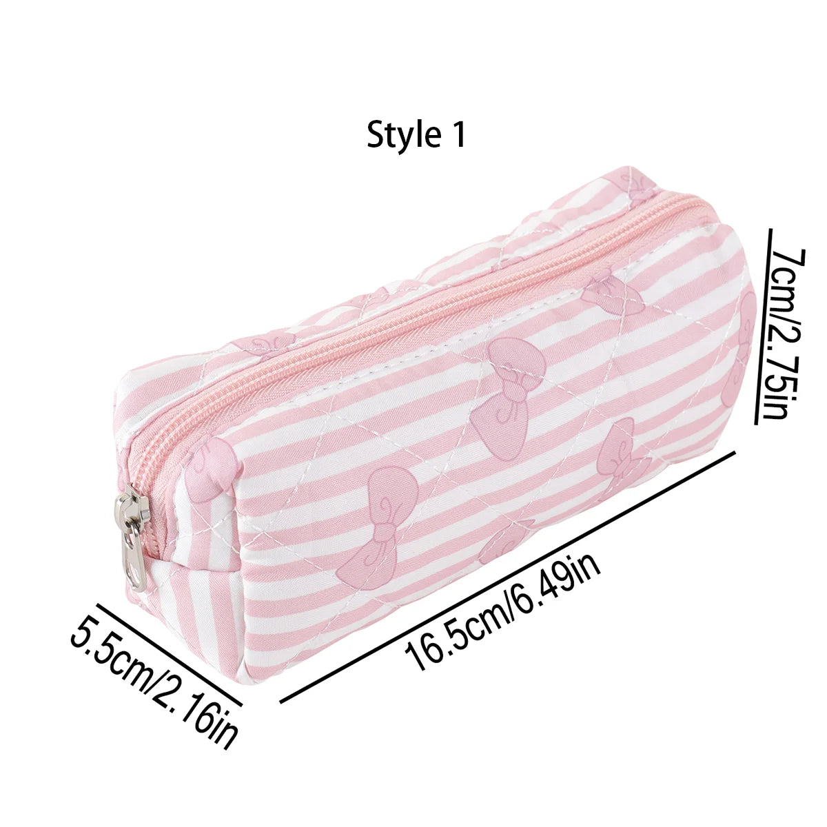 Cottagecore Floral Pencil Case, Cute Bow Quilted Stationery Bag